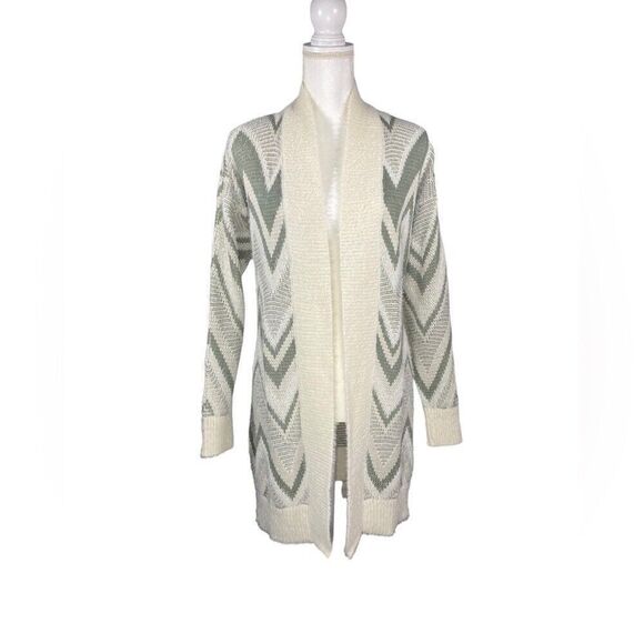 NWOT Kate & Sam Cozy Soft Sage Green and Cream Cardigan with Tie Women’s Size Sm - Picture 1 of 9
